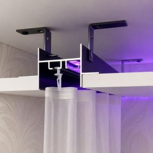 Чорний однорядний карниз прихованого монтажу для гіпсокартону ALUMFORYOU LINE 1 LED. Довжина 3,0 м.